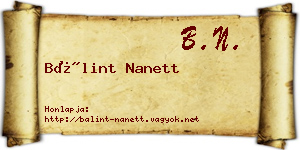 Bálint Nanett névjegykártya